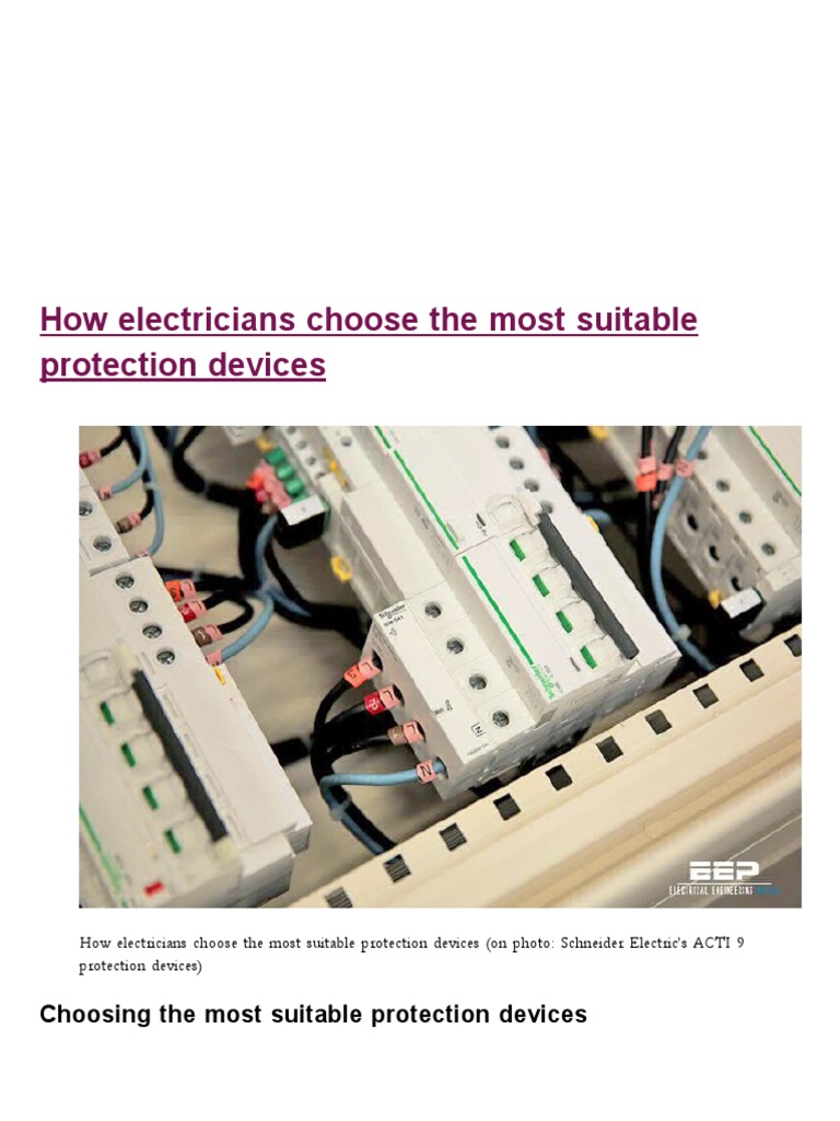 Choose The Most Suitable Electrical Protection Devices | PDF ...