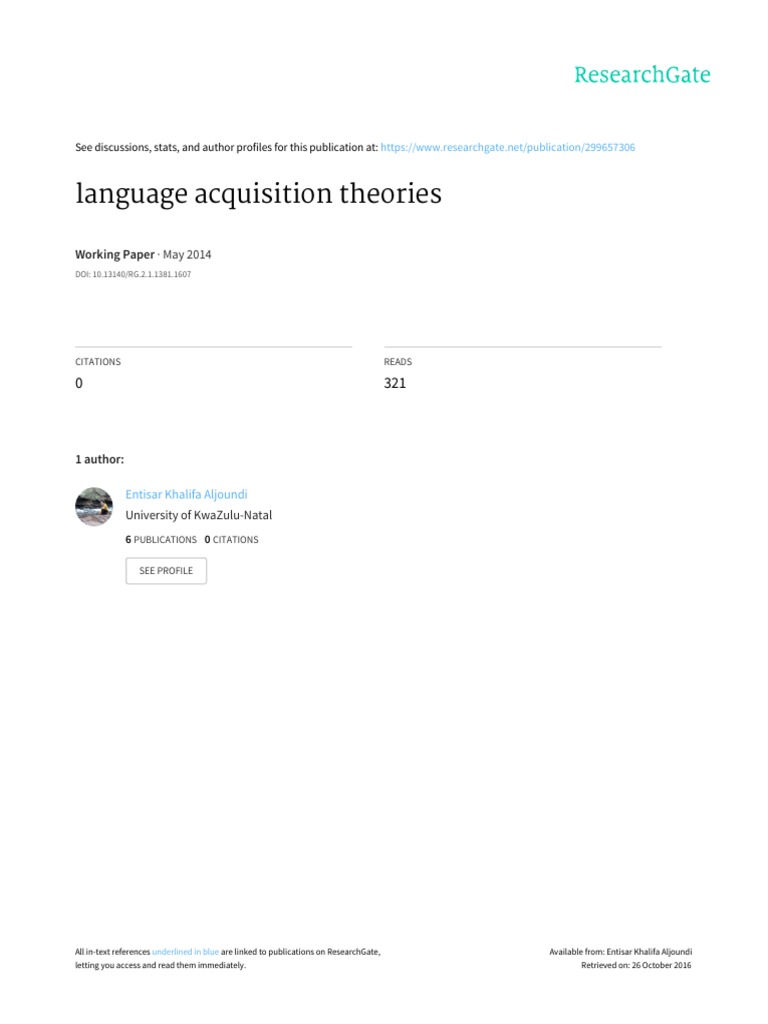 ENTISAR Khalifa Aljoundi - Language Acquisition Theories | PDF ...