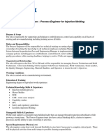Job Description - Process Engineer For Injection Molding: Purpose & Scope