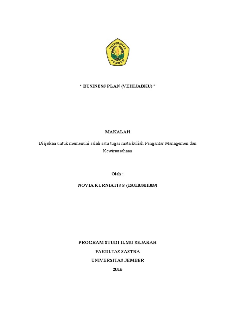 Makalah Bisnis Plan Hijab