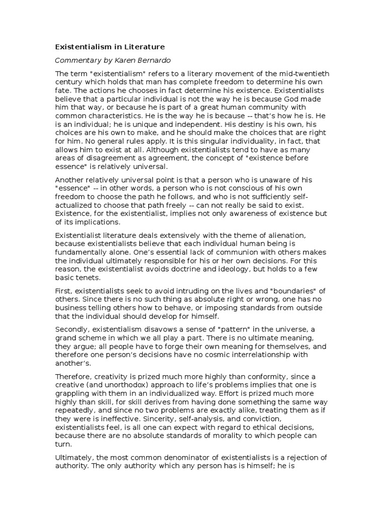 Understanding Existentialism in Literature | PDF | Existentialism ...