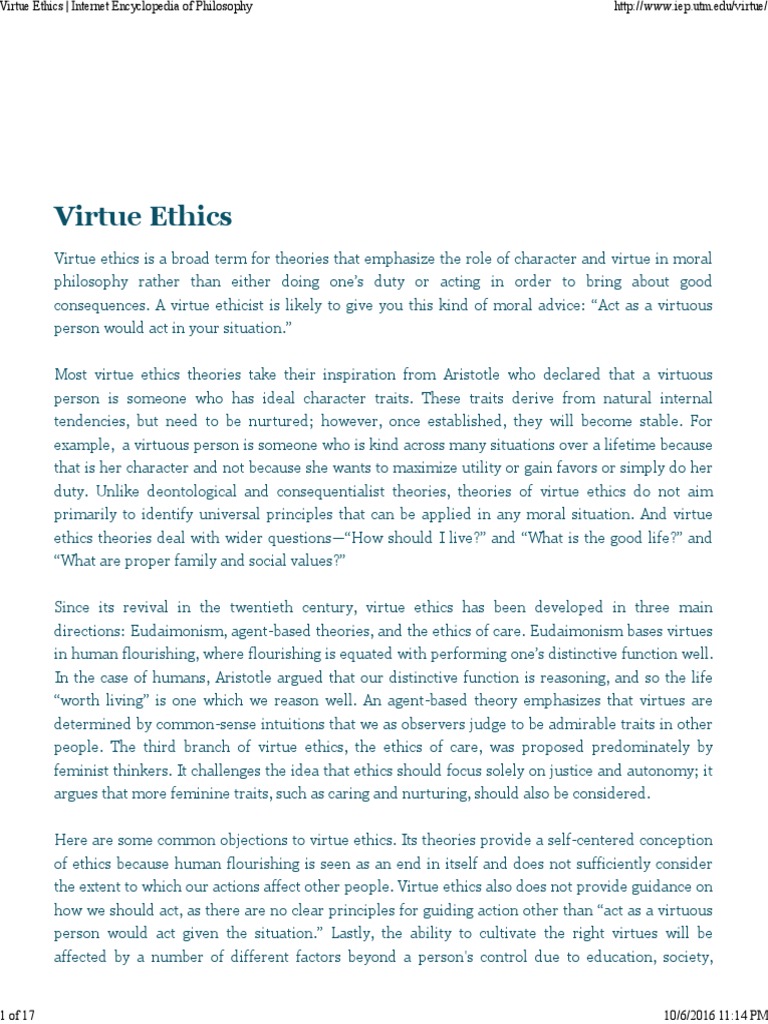 Understanding Virtue Ethics | PDF | Virtue Ethics | Virtue