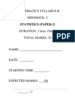Mathematics Syllabus-B Minimock-2: Statistics (Paper-2)