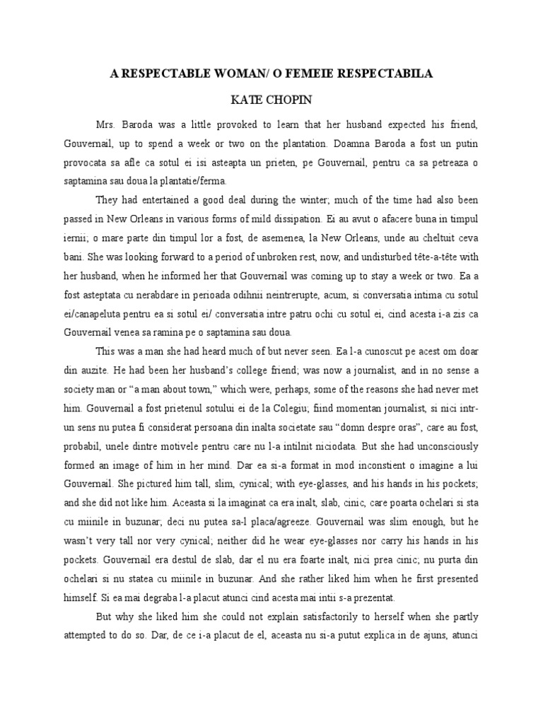 😊 The respectable woman. The Reading Life: Respectable by Kate Chopin