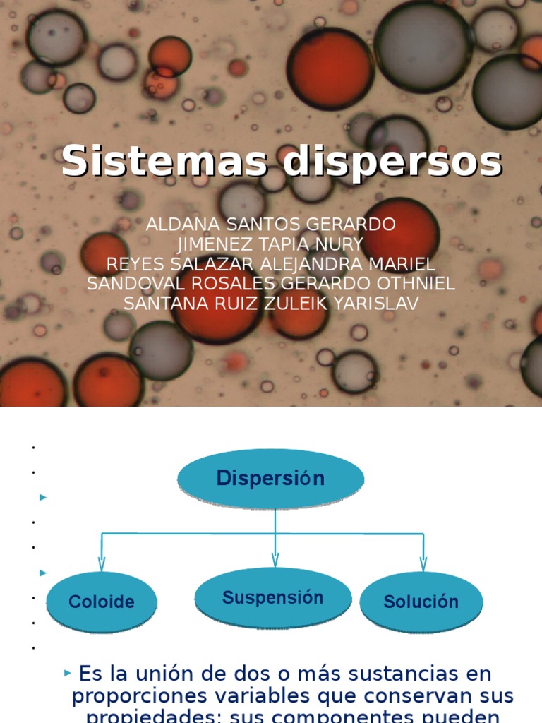 Sistemas Dispersos: Tipos y Ejemplos | PDF | Emulsión | Tensioactivo