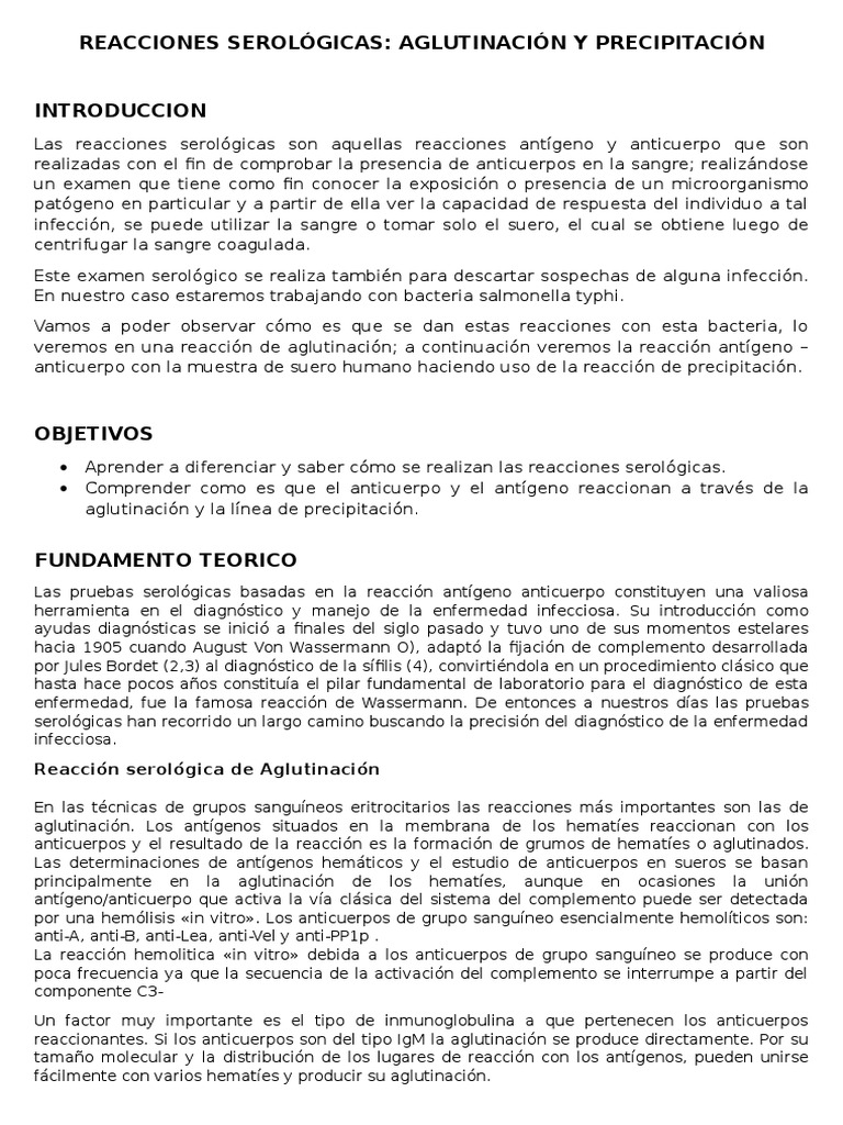 Reacciones Serológicas | PDF | Serología | Anticuerpo
