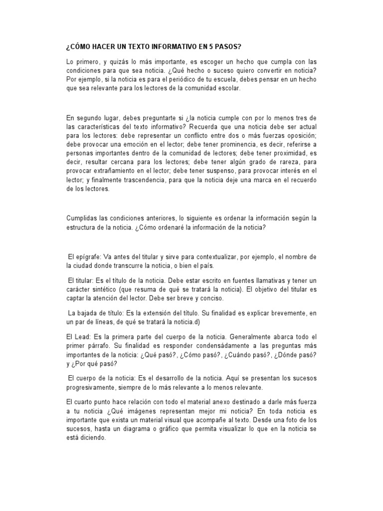 Cómo Hacer Un Texto Informativo en 5 Pasos Ciencia y