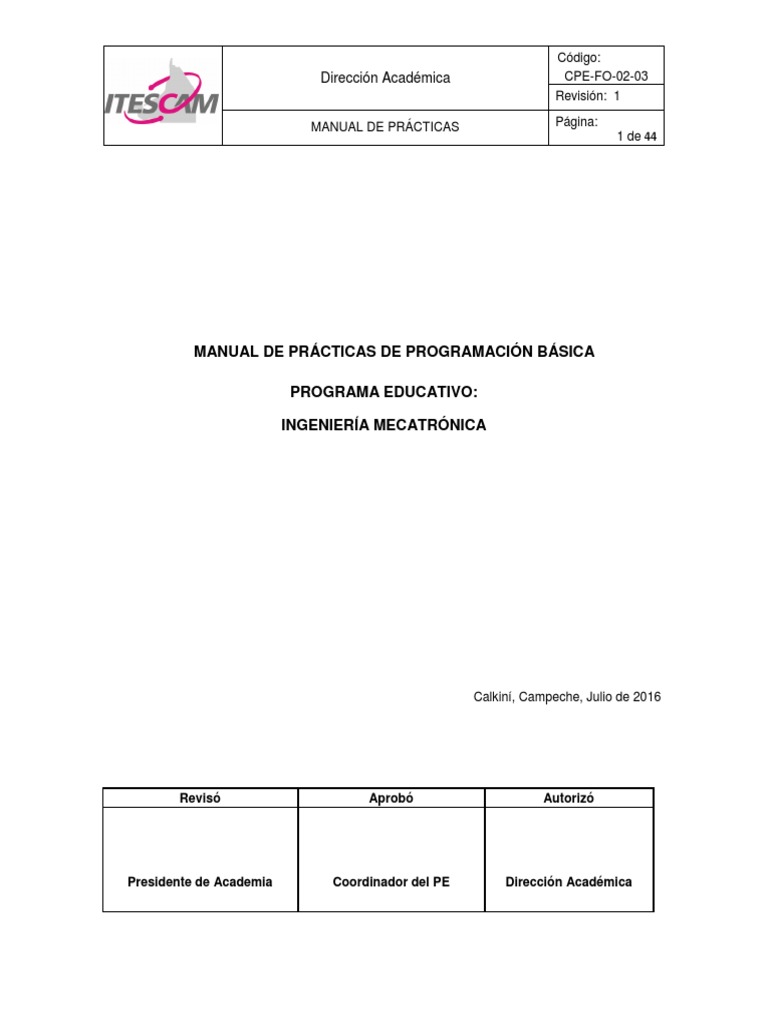 Manual de Programación Básica | PDF | Programa de computadora ...