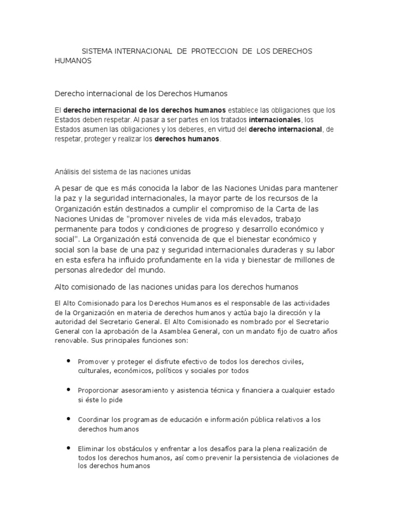 Sistema Internacional de Derechos Humanos | PDF | Relaciones ...