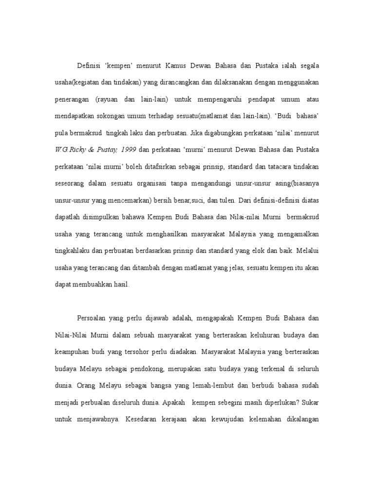 Kempen Budi Bahasa Dan Nilai Pdf