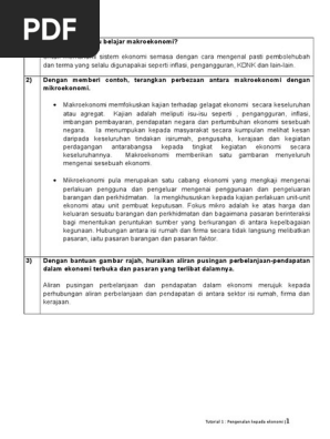 Eppd1023 Makroekenomi 1 Jawapan Tutorial 1 Pdf