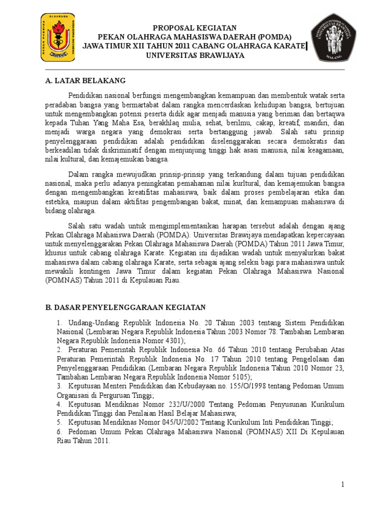 Proposal Pomda Jatim Karate 2011 Pdf