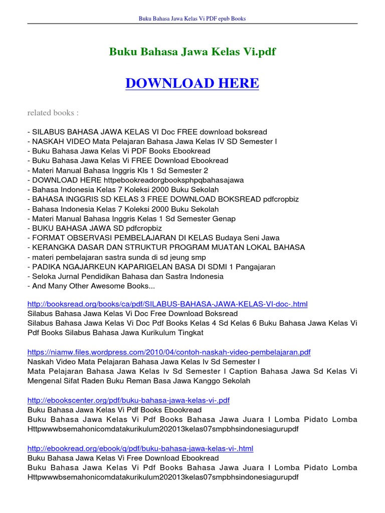 Download Rpp Bahasa Jawa Sd Kurikulum 2013 Jawa Timur