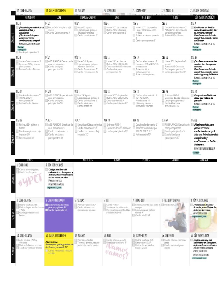 Calendario Gym Virtual PDF