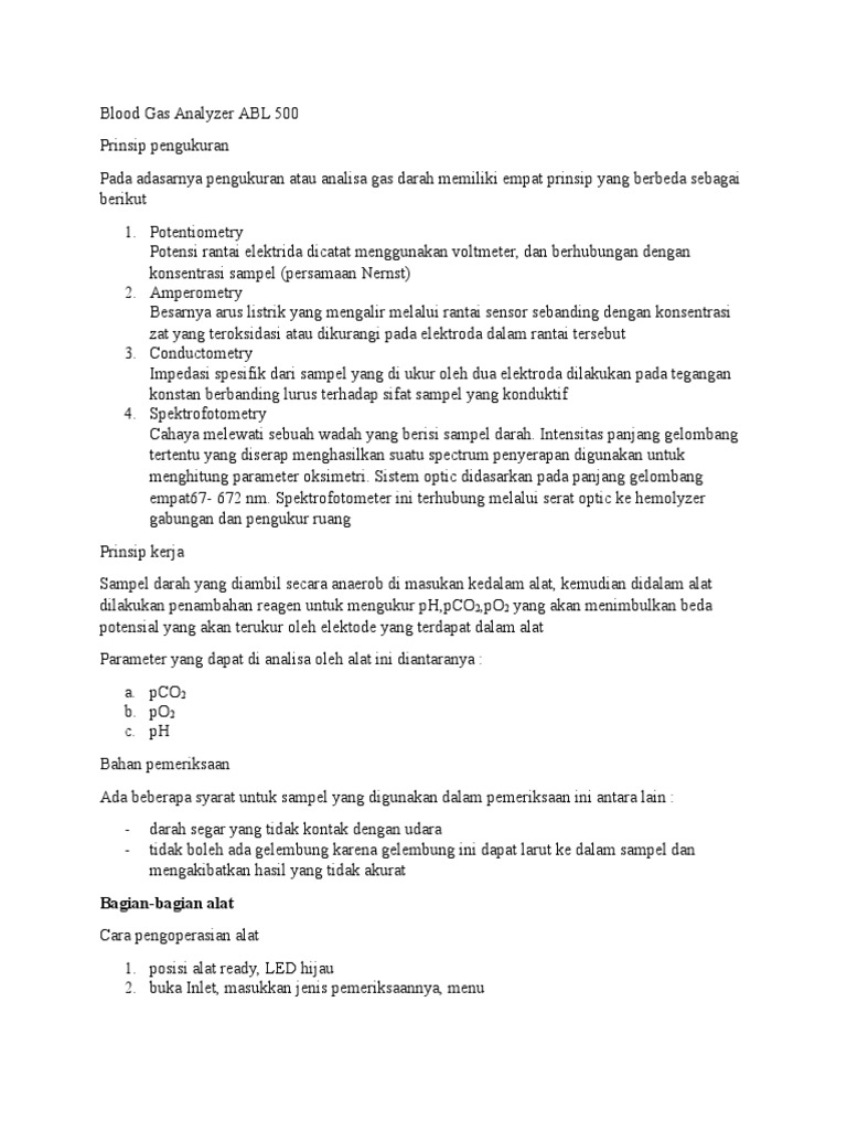 Blood Gas Analyzer ABL 500 PDF