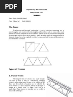 The Truss: Engineering Mechanics LAB Assignment # 01