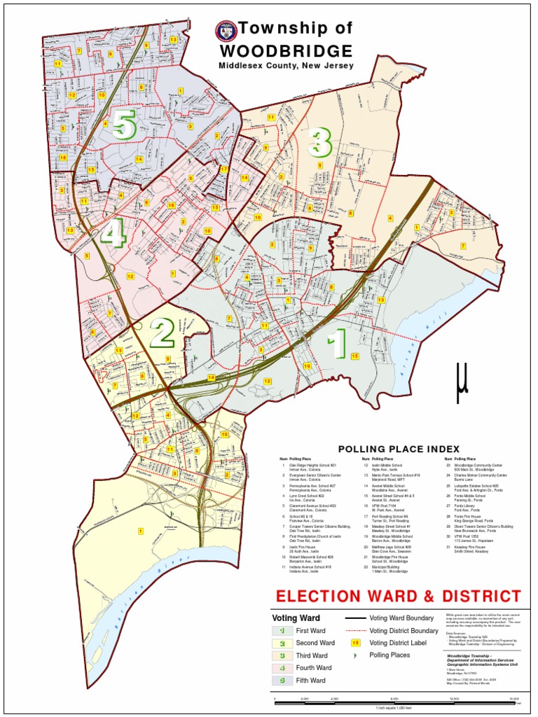 Woodbridge, NJ Election Wards and Districts