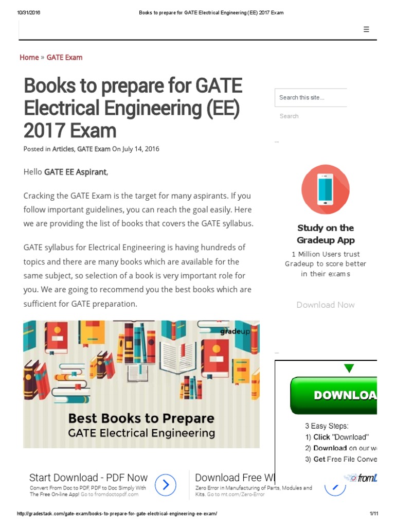 Books to Prepare for GATE Electrical Engineering (EE) 2017 Exam