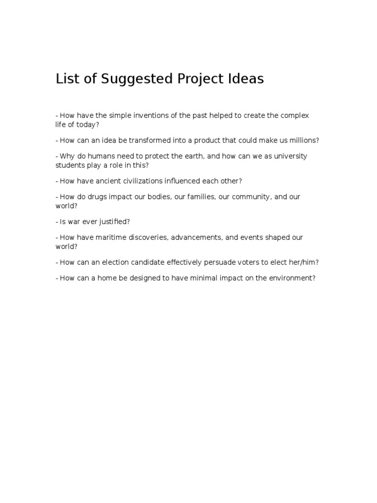 Project Ideas for Innovation and Impact | PDF | Politics | Social Science