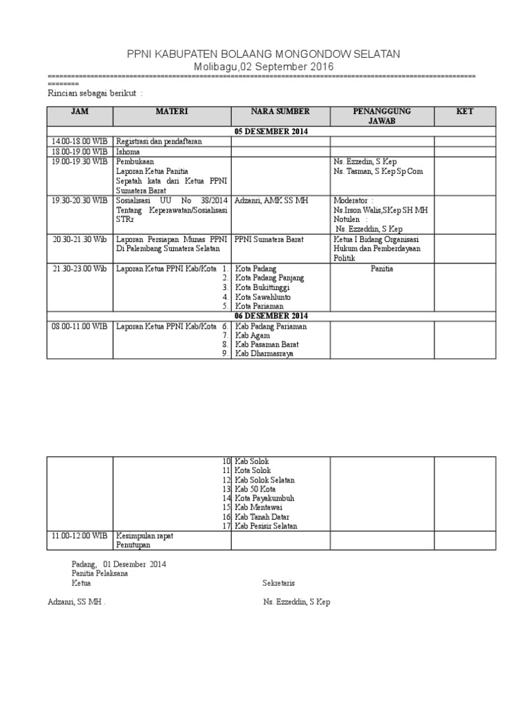 Contoh Jadwal Rakerda | PDF | Pengelolaan Keuangan & Uang