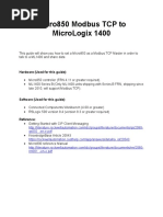 Micro850 Modbus TCP To Micrologix 1400