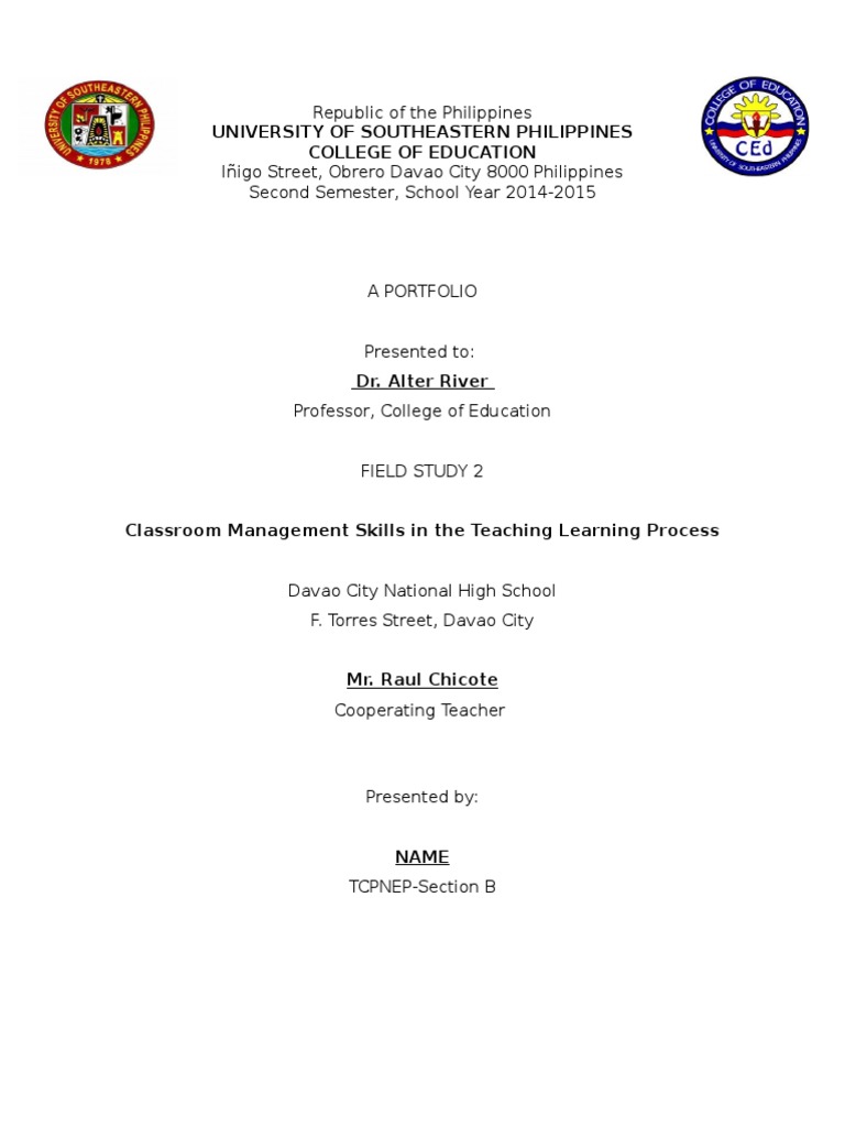 Classroom Management Skills Portfolio | PDF