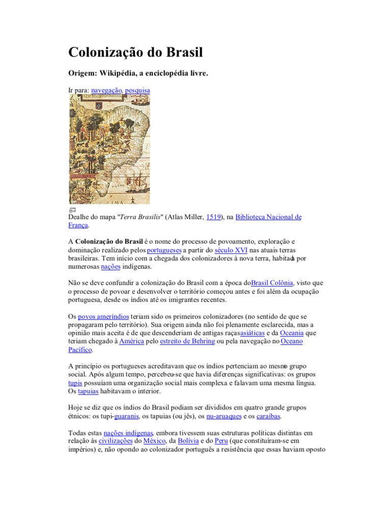 Colonização do Brasil pelos Portugueses | PDF | Brasil | Portugal