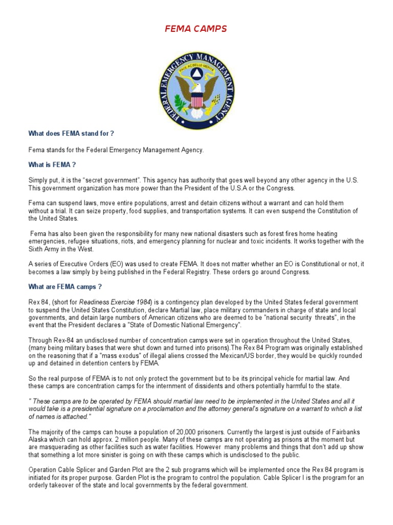 Understanding FEMA Camps and Their Purpose | PDF | Social Science