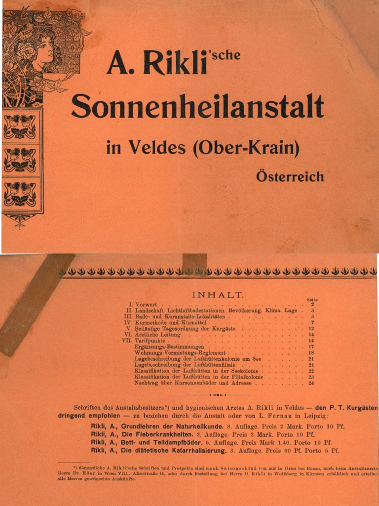 Arnold Rikli - 1906 - Sonnenheilanstalt in Veldes | PDF