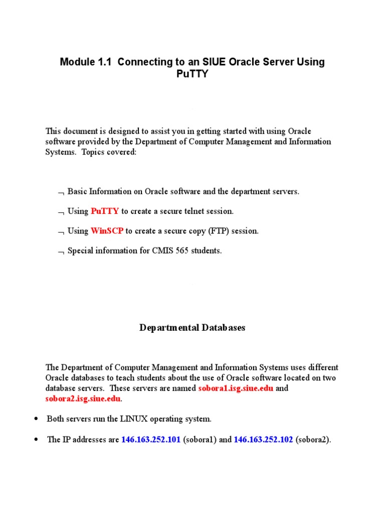 module-1-1-connecting-to-an-siue-oracle-server-using-putty-pdf