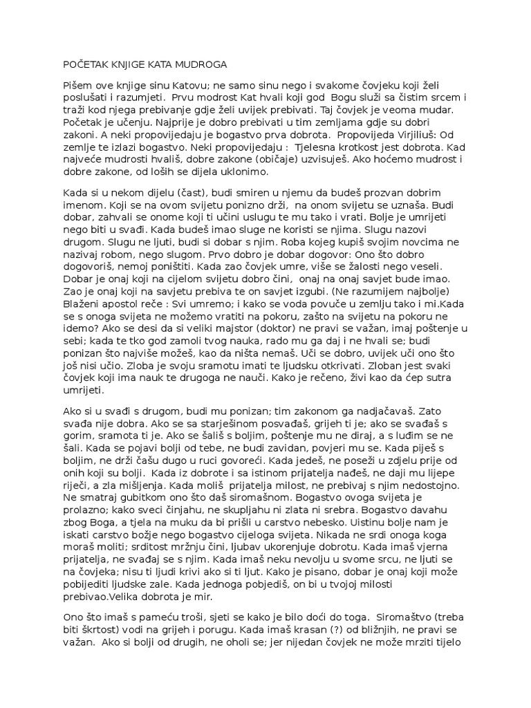 Početak Knjige Kata Mudroga | PDF