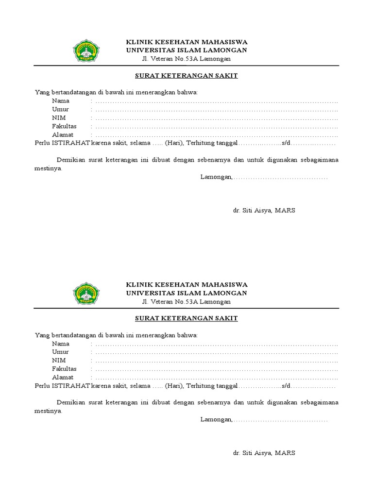Surat Keterangan Sakit