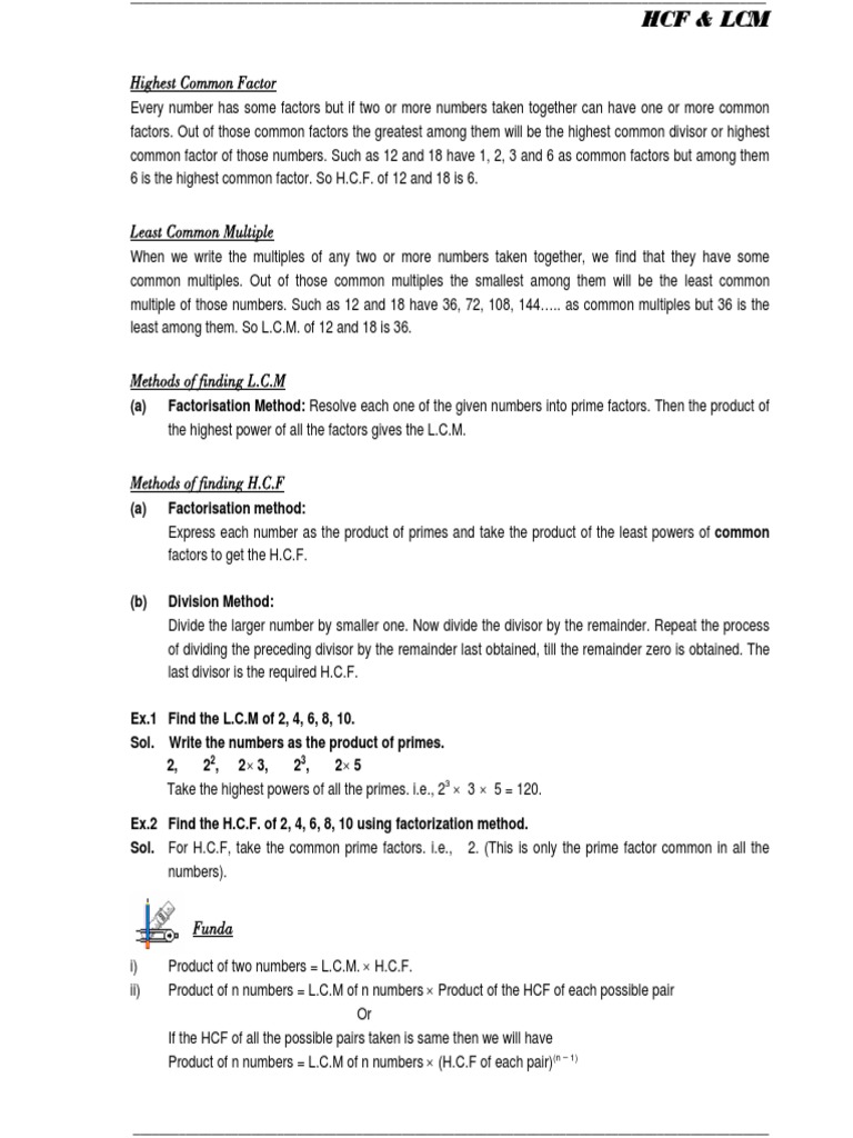 HCF and LCM | PDF | Mathematical Notation | Mathematical Concepts