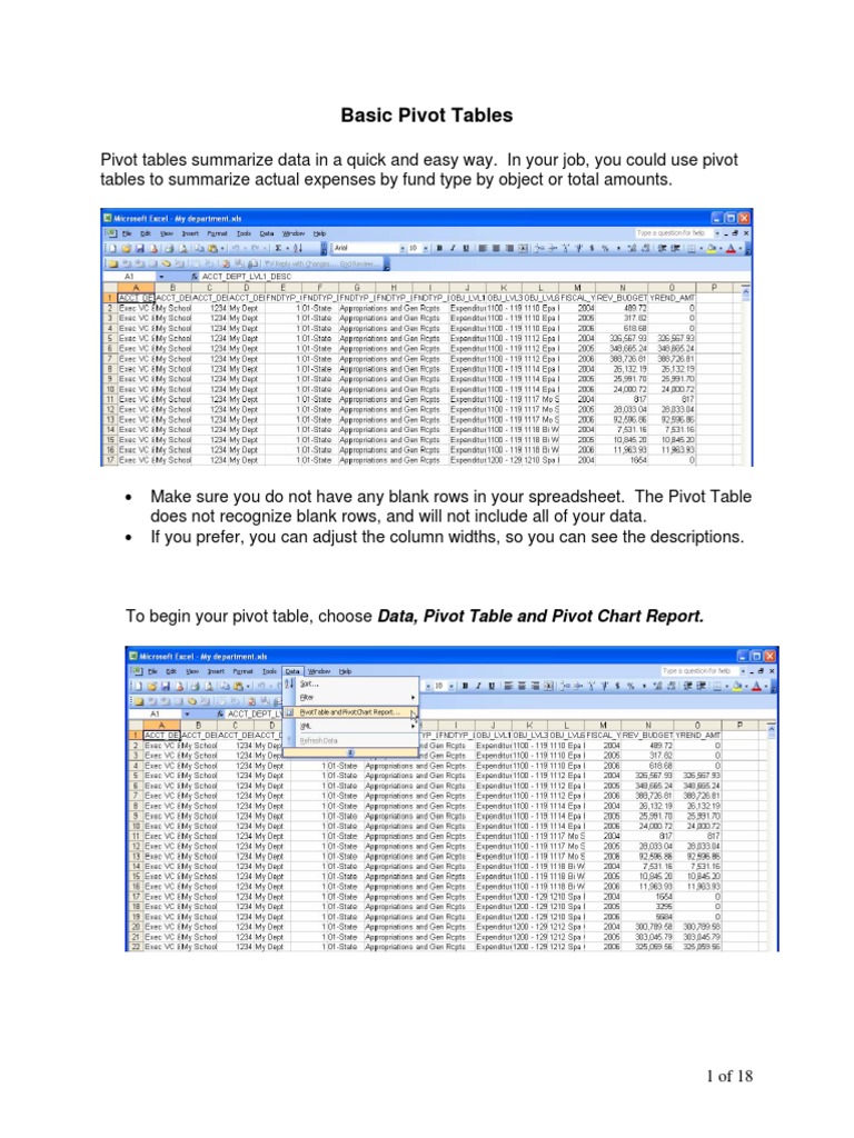 Belajar Basic Pivot Tables Pada Excel PDF | PDF | Spreadsheet | Software
