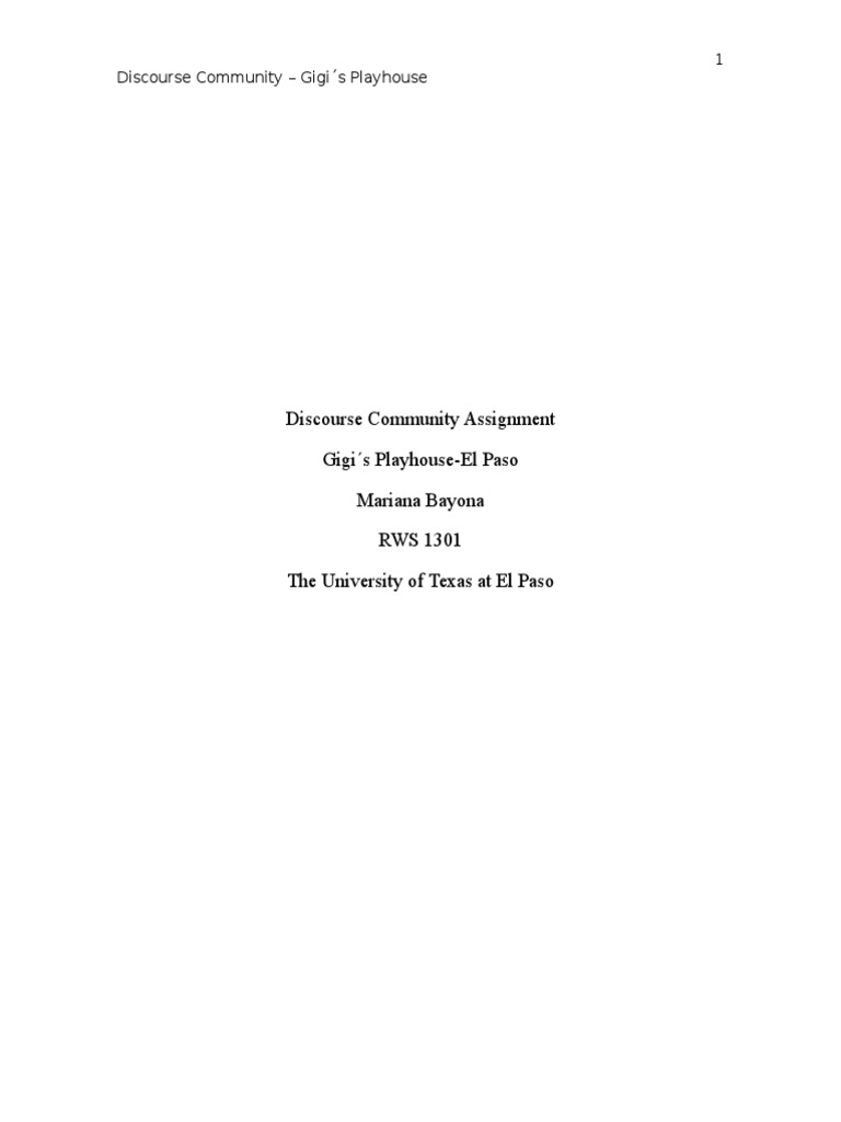Discourse Community Assignment | PDF | Discourse | Communication