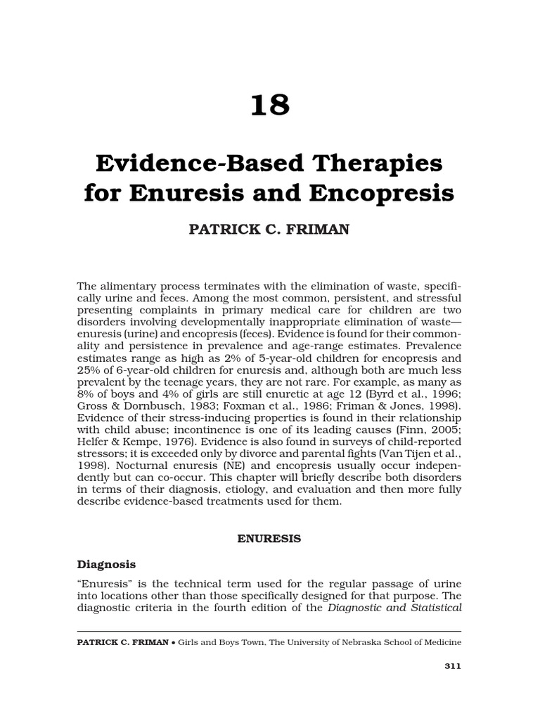 Evidence-Based Therapies For Enureses and Encopresis | PDF ...