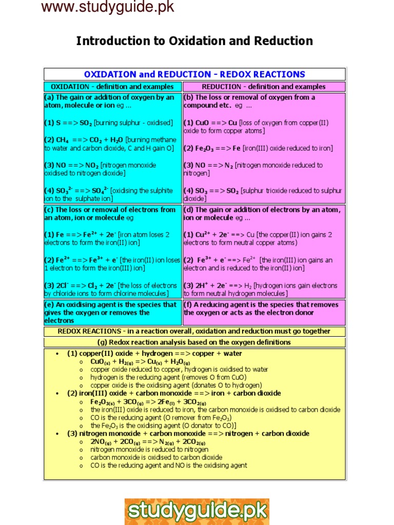 Oxidation Reduction PDF | PDF