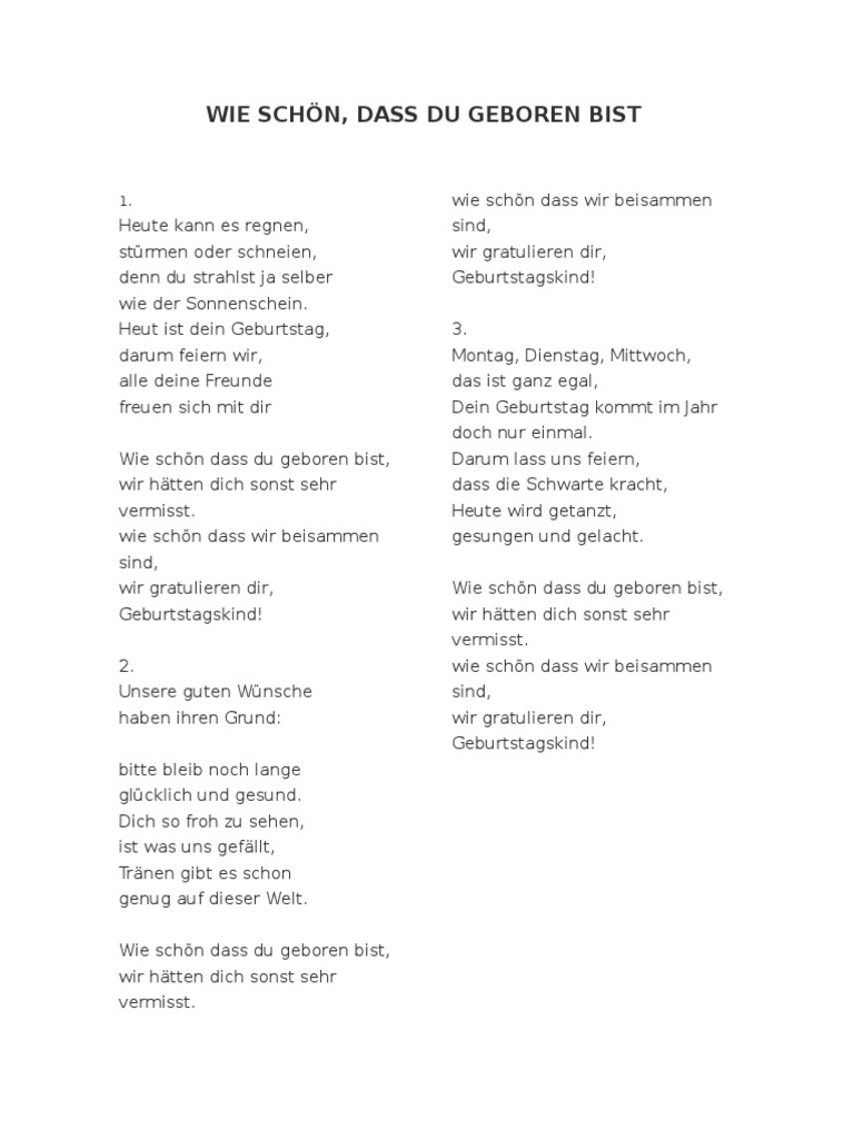 Heute Kann Es Regnen Geburtstagslied 2020 01 18