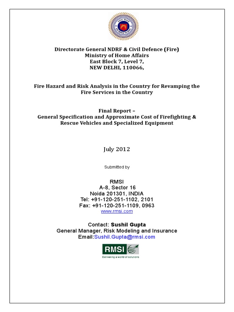 Fire Risk Analysis & Vehicle Specs Report | PDF | Firefighting ...