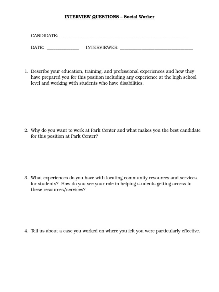 Interview Questions For Social Worker | PDF | Career &amp; Growth 