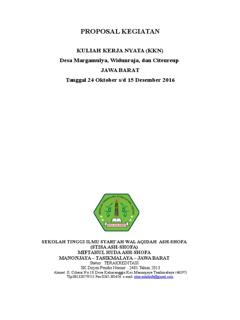 Proposal Kegiatan KKN STISA Ash-Shofa | PDF | Ilmu Sosial