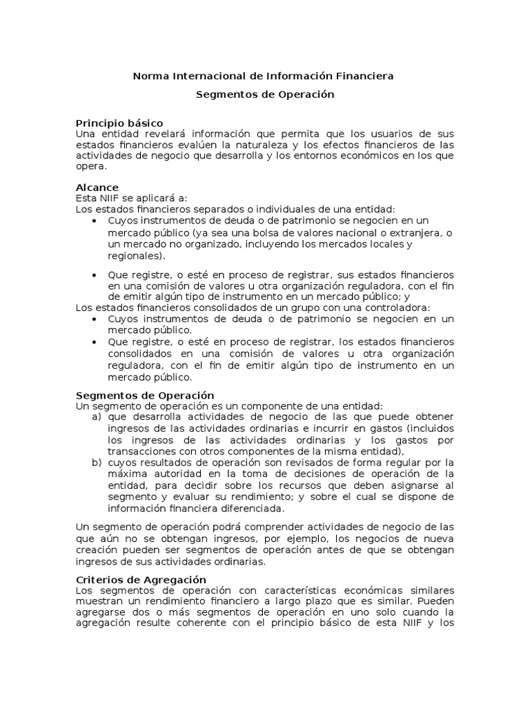 Niif 8 | PDF | normas internacionales de INFORMACION FINANCIERA | Business