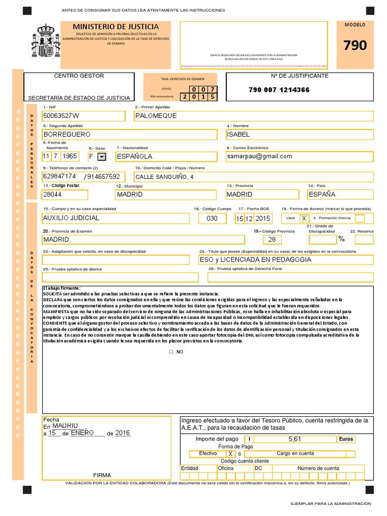 Formulario 790 007 SGMP Es Es-Auxilio-judicial | PDF | Euro | Gobierno