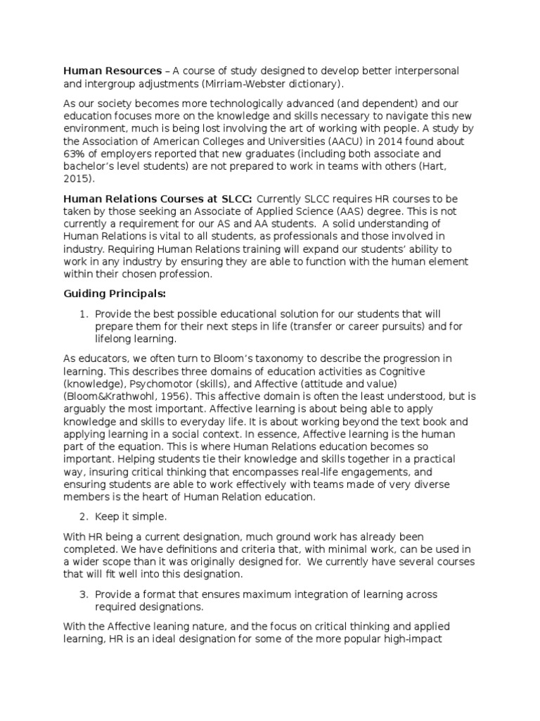 HR Humanrelations | PDF | Associate Degree | Service Learning