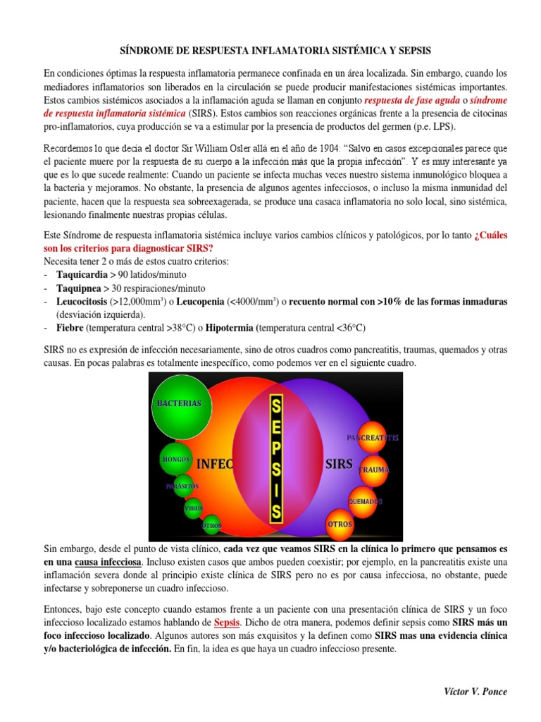 SIRS y Sepsis: Definición y Diferencias | PDF | Septicemia | Infección