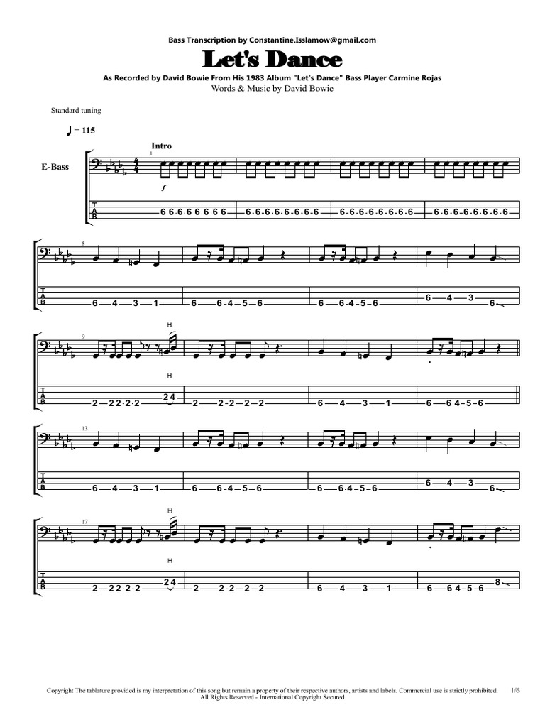 David Bowie Lets Dance Extended Version PDF