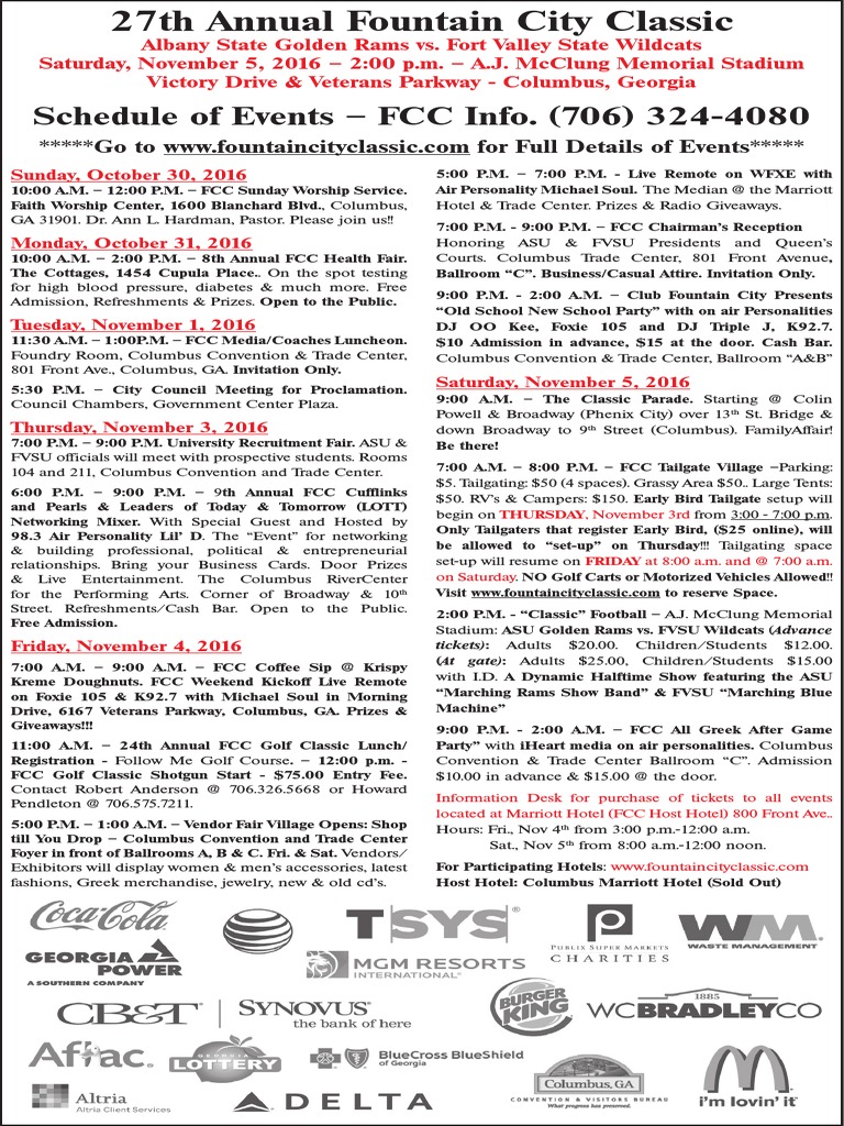 Fountain City Classic 2016 Schedule PDF Leisure