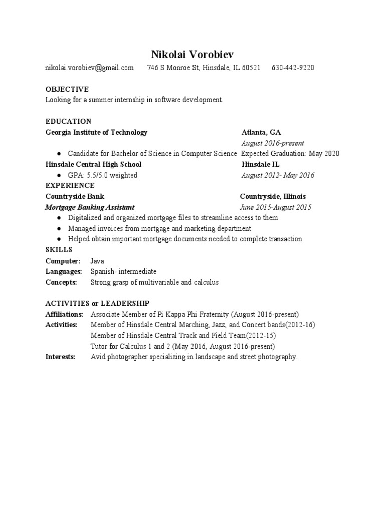 Summer Internship in Software Development | PDF