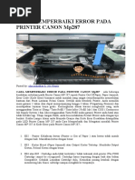 Cara Memperbaiki Error Pada Printer Canon Mp287