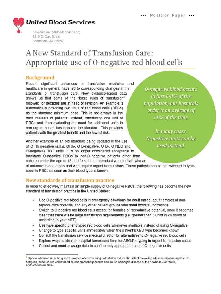 New Standard Transfusion Care Blood Type Blood Transfusion